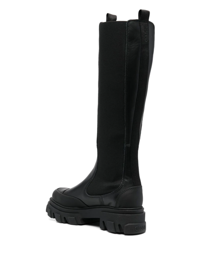 Shop Ganni Knee-high Chelsea Boots In Black