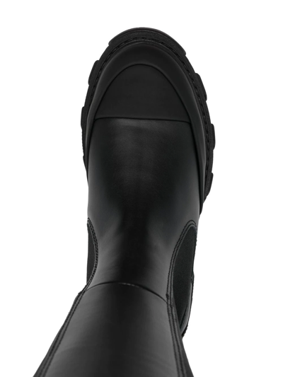 Ganni Knee-high Leather Chelsea Boots In Black