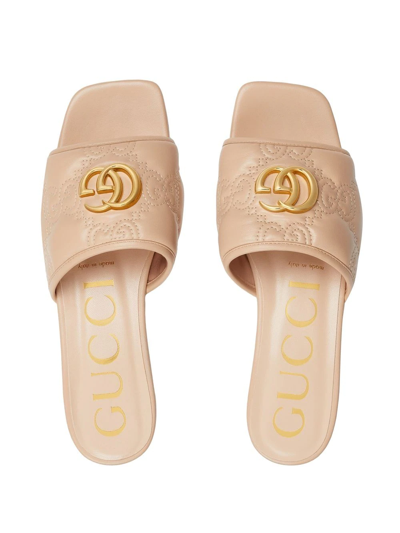 Shop Gucci Gg Matelassé Slide Sandals In Nude