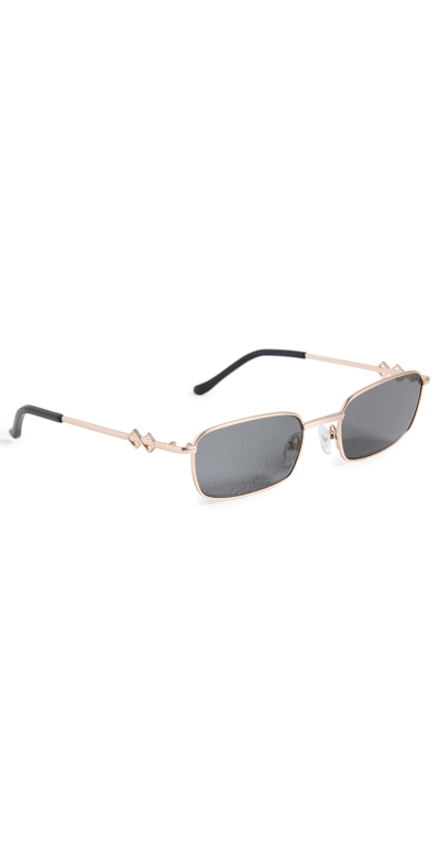 Shop Karen Wazen Ellis Sunglasses In Matte Gold/ Black