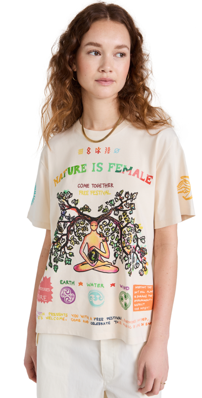 Shop Stella Mccartney Nature Is Female Print Tee In Magnolia