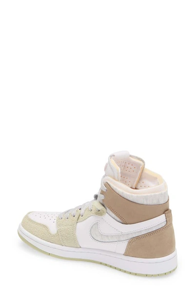 Shop Jordan Air  1 Zoom Air Comfort High Top Sneaker In White/ Grey / Olive Aura