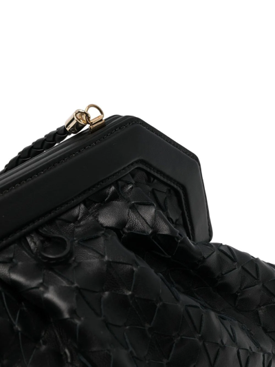 Shop Serapian Secret Leather Clutch Bag In Schwarz