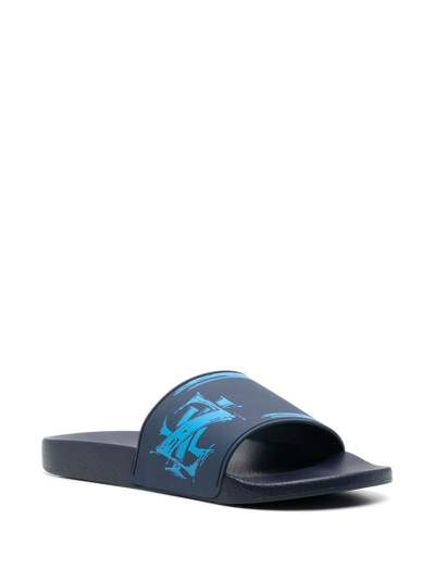 Zilli Logo-print Pool Sliders In Blue
