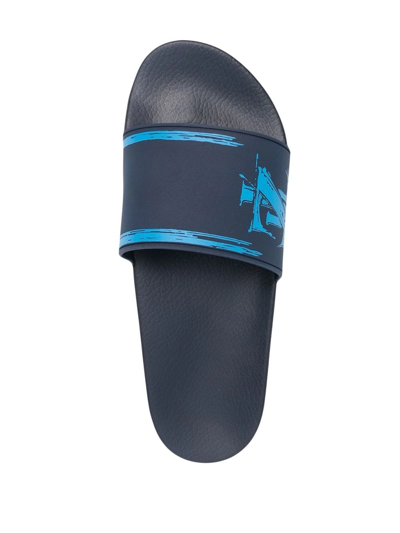 Zilli Logo-print Pool Sliders In Blue