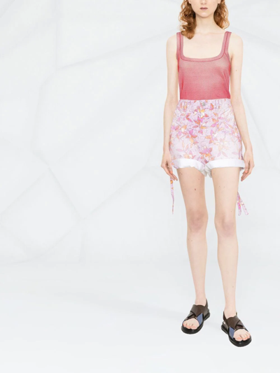 Isabel Marant Naesqui Floral Side-tie Denim Shorts In Pink