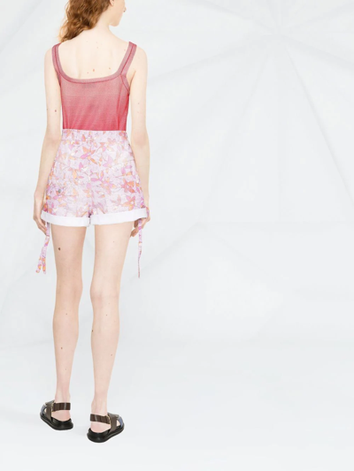 Isabel Marant Naesqui Floral Side-tie Denim Shorts In Pink