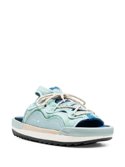 Nike Lace-up Detail Pool Slides In Blau