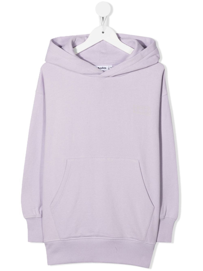 Shop Molo Long-sleeve Cotton Hoodie In Purple