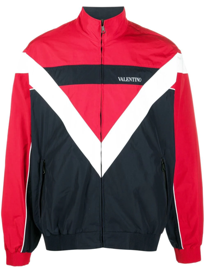 Valentino White V-logo Print Sports Jacket In White