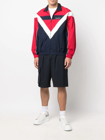 Valentino White V-logo Print Sports Jacket In White