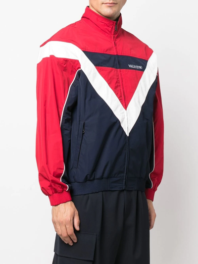 Valentino White V-logo Print Sports Jacket In White
