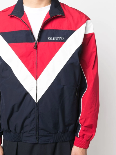 Valentino White V-logo Print Sports Jacket In White
