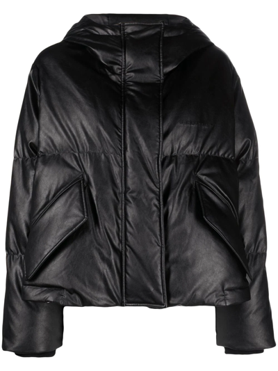 Shop Mm6 Maison Margiela Padded Faux-leather Jacket In Schwarz