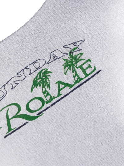 Shop Rotate Birger Christensen Logo-print Metallic Swimsuit In Grey
