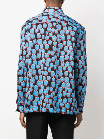 Shop Lanvin Floral-print Cotton Shirt In Schwarz