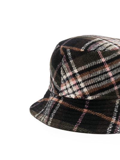 Shop Isabel Marant Logo-embroidered Tartan Bucket Hat In Grün