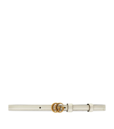 Shop Gucci Leather Double G Belt In White