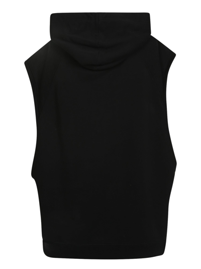 Shop Valentino Logo-print Sleeveless Hoodie In Black