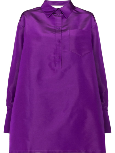 Shop Valentino Long-sleeve Button-up Shirt In Purple
