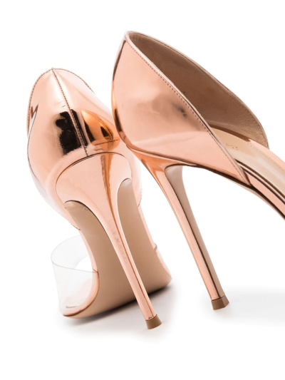 Shop Gianvito Rossi Bree 115mm Pvc Metallic Sandals In Gold