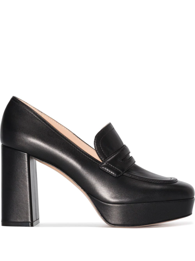 Shop Gianvito Rossi 100mm Platform Leather Loafers In Black