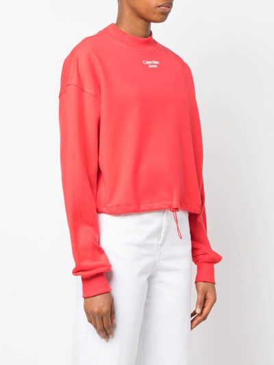Shop Calvin Klein Jeans Est.1978 Logo-print Mock-neck Sweatshirt In Red