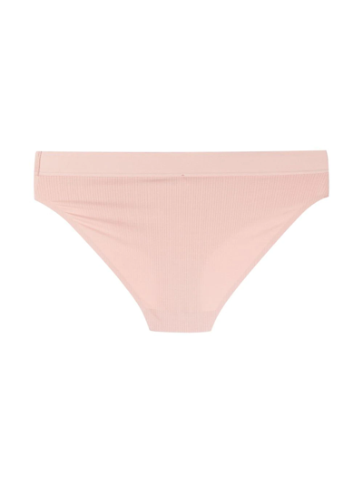 Shop Wolford Beauty Ribbed Cotton Briefs In Pink