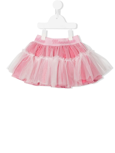 Shop Monnalisa Logo-print Ruffled Skirt In Pink