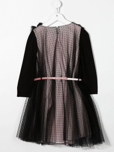Shop Monnalisa Layered A-line Midi Dress In Black