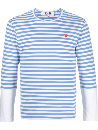 Shop Comme Des Garçons Play Stripe-print Long-sleeved T-shirt In White
