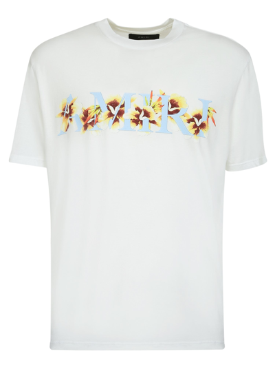 Shop Amiri Hibiscus Logo-print T-shirt In White
