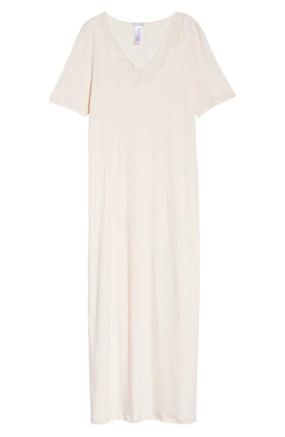 Shop Hanro Valencia Lace Trim Nightgown In Crystal Pink