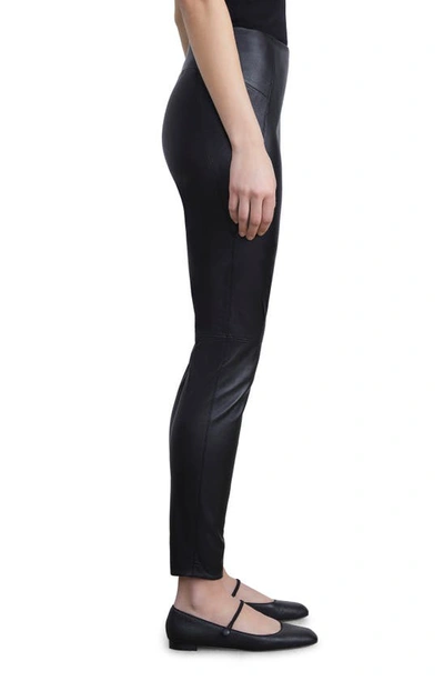 Shop Lafayette 148 Greenwich High Waist Lambskin Leather Cigarette Pants In Black