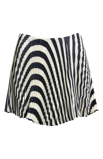 Shop Monse Pleated Miniskirt In Navy Ivory