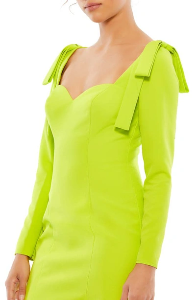 Shop Mac Duggal Sweetheart Long Sleeve Minidress In Lime