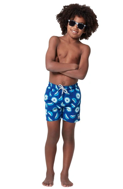 Shop Tom & Teddy Kids' Citrusswim Trunks In Ocean Blue