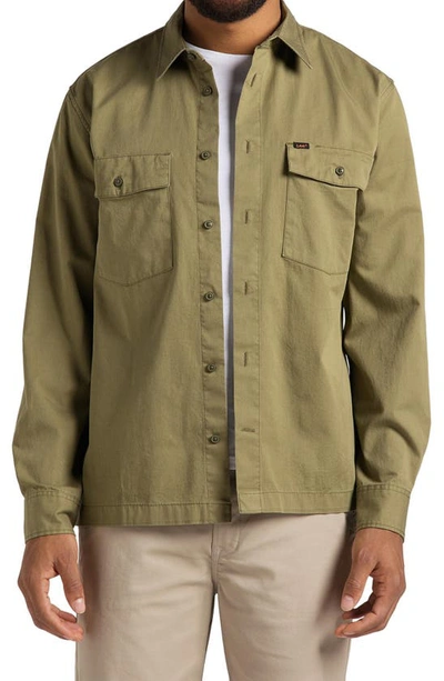 Shop Lee Chetopa Cotton Button-up Shirt In Brindle Green