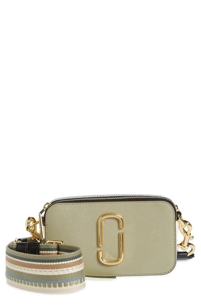 The Snapshot Leather Crossbody Bag In Silver Sage Multi