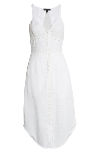 Rag & Bone Criseli Linen Button-front Midi Dress In White