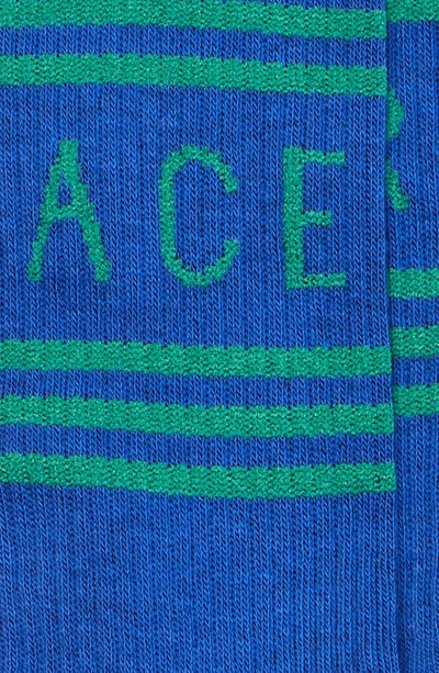 Shop Versace Logo Cotton Blend Crew Socks In Blue/ Green