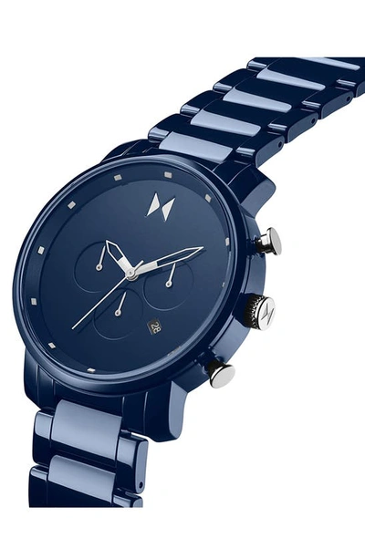 Shop Mvmt Chronograph Ceramic Bracelet Watch, 45mm In Blue