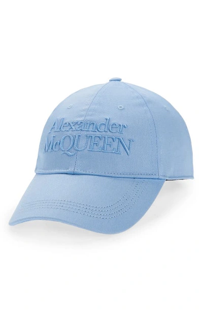 Shop Alexander Mcqueen Embroidered Baseball Cap In Sky Blue