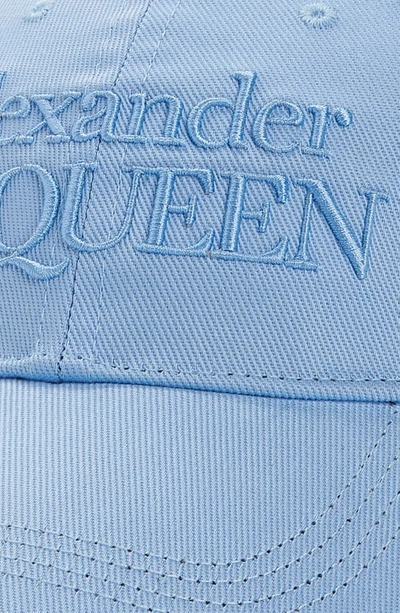 Shop Alexander Mcqueen Embroidered Baseball Cap In Sky Blue