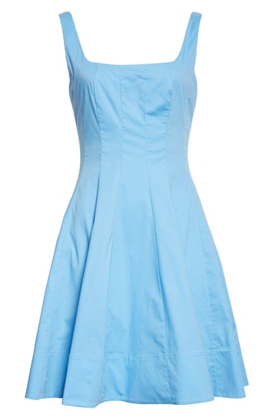 Shop Staud Mini Wells Fit & Flare Dress In Azure