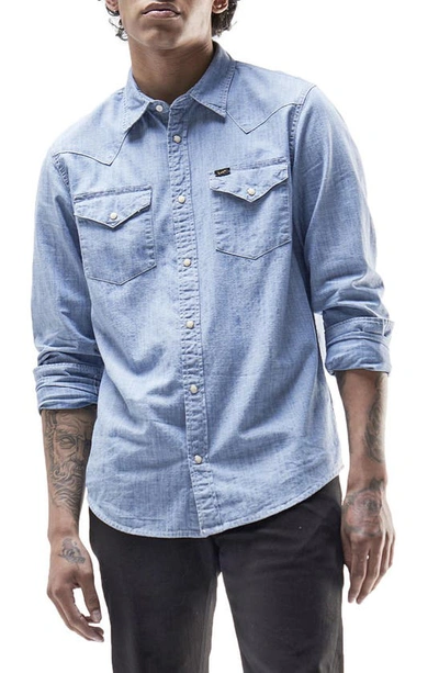 Shop Lee Western Chambray Snap-up Shirt In Navy