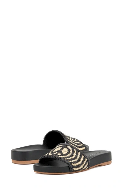 Shop Lucky Brand Pepperika Peace Slide Sandal In Black Raffia