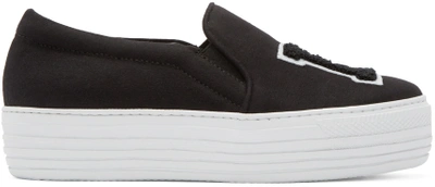 Joshua Sanders Black Felt 'la' Platform Slip-on Sneakers