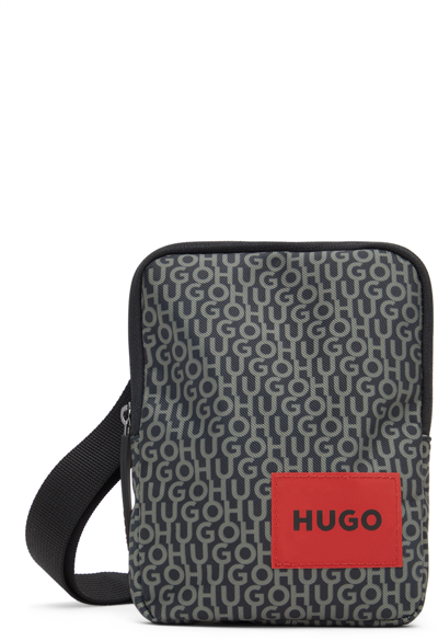 Shop Hugo Black Logo Messenger Bag In 001 Black