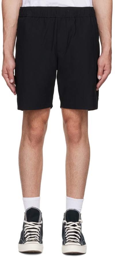 Shop Vince Black Polyester Shorts In Black-001blk